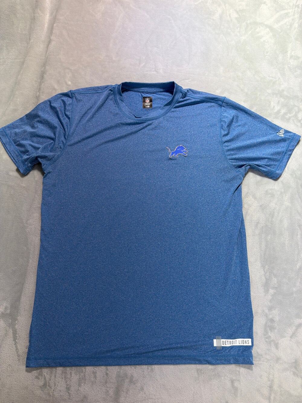 New Era Detroit Lions Performance Shirt Mens L Blue Spandex Active Sportswear